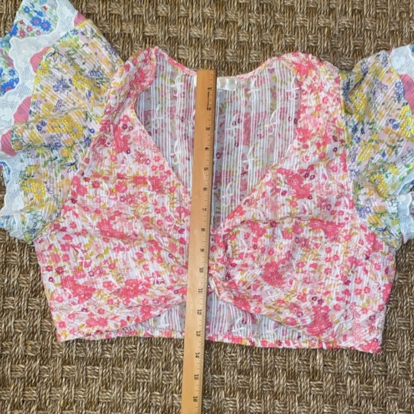 LoveShackFancy Kielle Ruffle Crop Top Floral Boho Women's Top sz Large - Picture 12 of 12